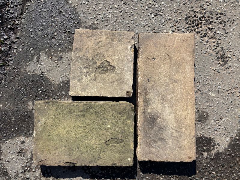 Yorkstone paving slabs with natural earthy tones and textures
